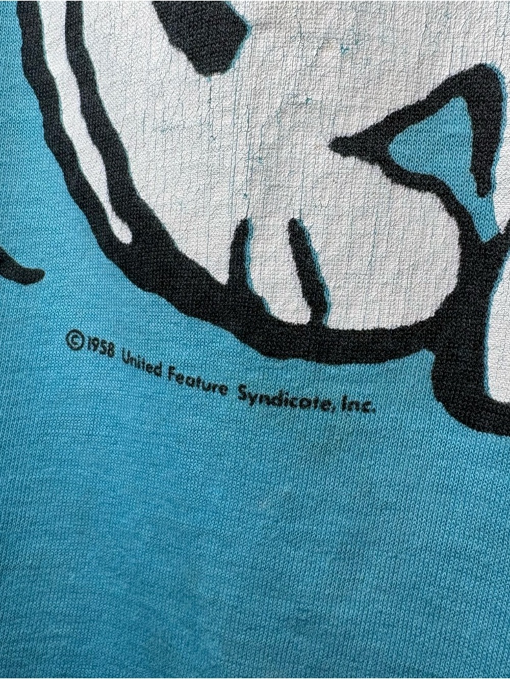 Vintage 80s/90s Peanuts Snoopy "Happy Dance" T-Shirt - Single Stitch - Sky Blue - Picture 6 of 9
